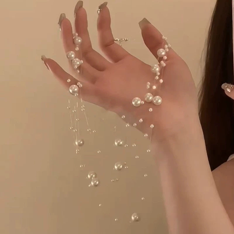 Wholesale Planet Love Butterfly Knot Diamond Pearl Bead Necklace