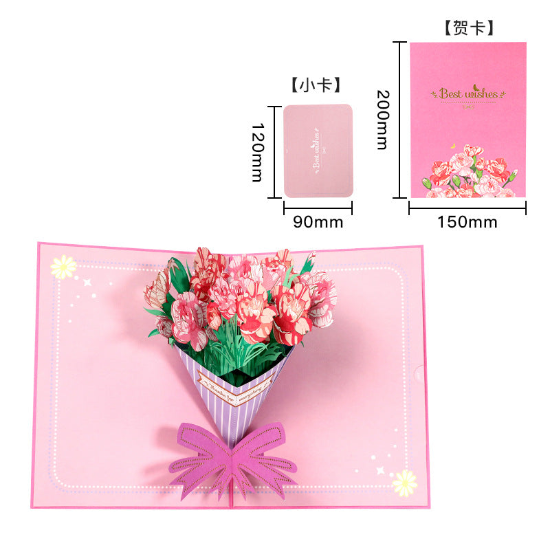 Wholesale Mother's Day Greeting Cards 3D Three-dimensional Paper Carved Small Cards