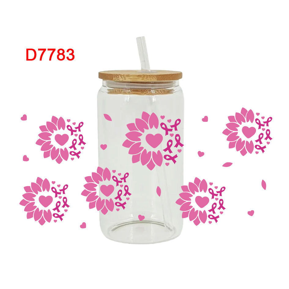 Wholesale Pink   letters  16oz Cup UV DTF Wraps