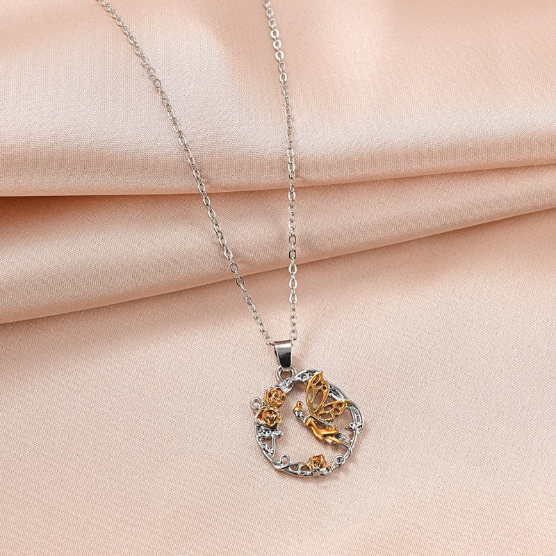 Wholesale Design sense personality exquisite round rose angel pendant clavicle necklace