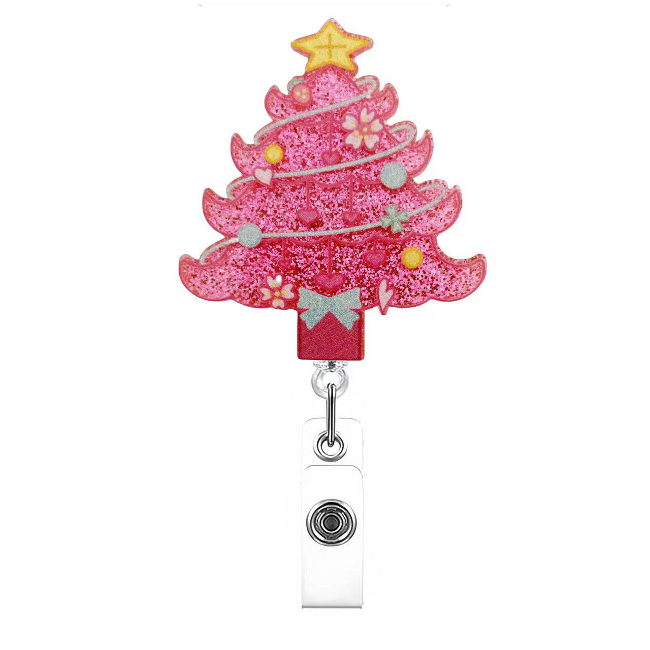 Wholesale Acrylic Christmas Cartoon Badge Clip Christmas Tree Clip Badge Reels