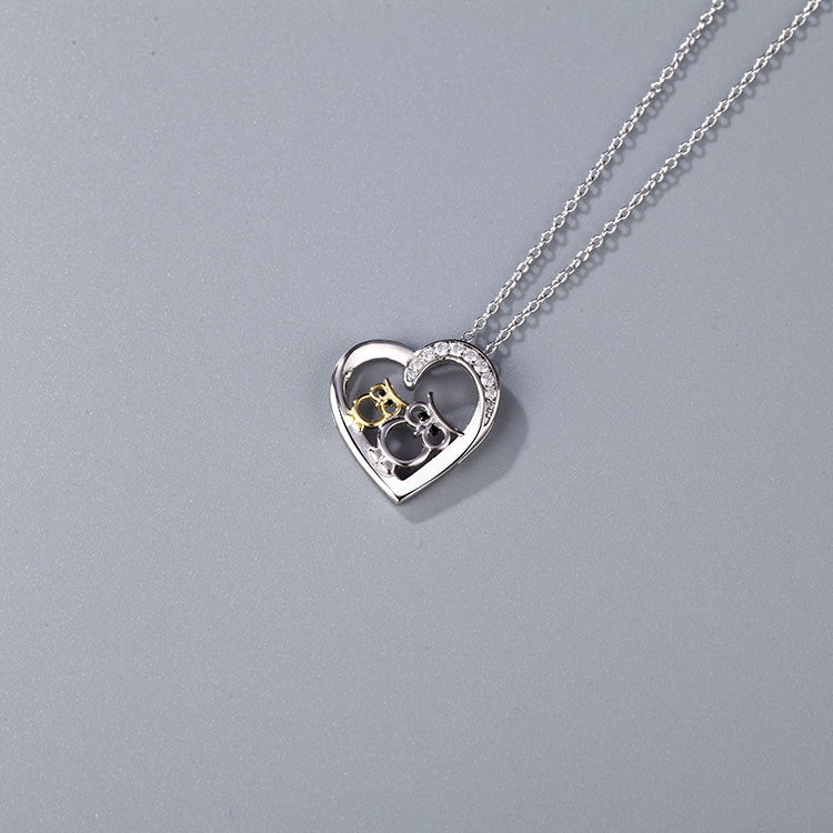 Wholesale 925 Sterling Silver Heart-shaped Owl Necklace