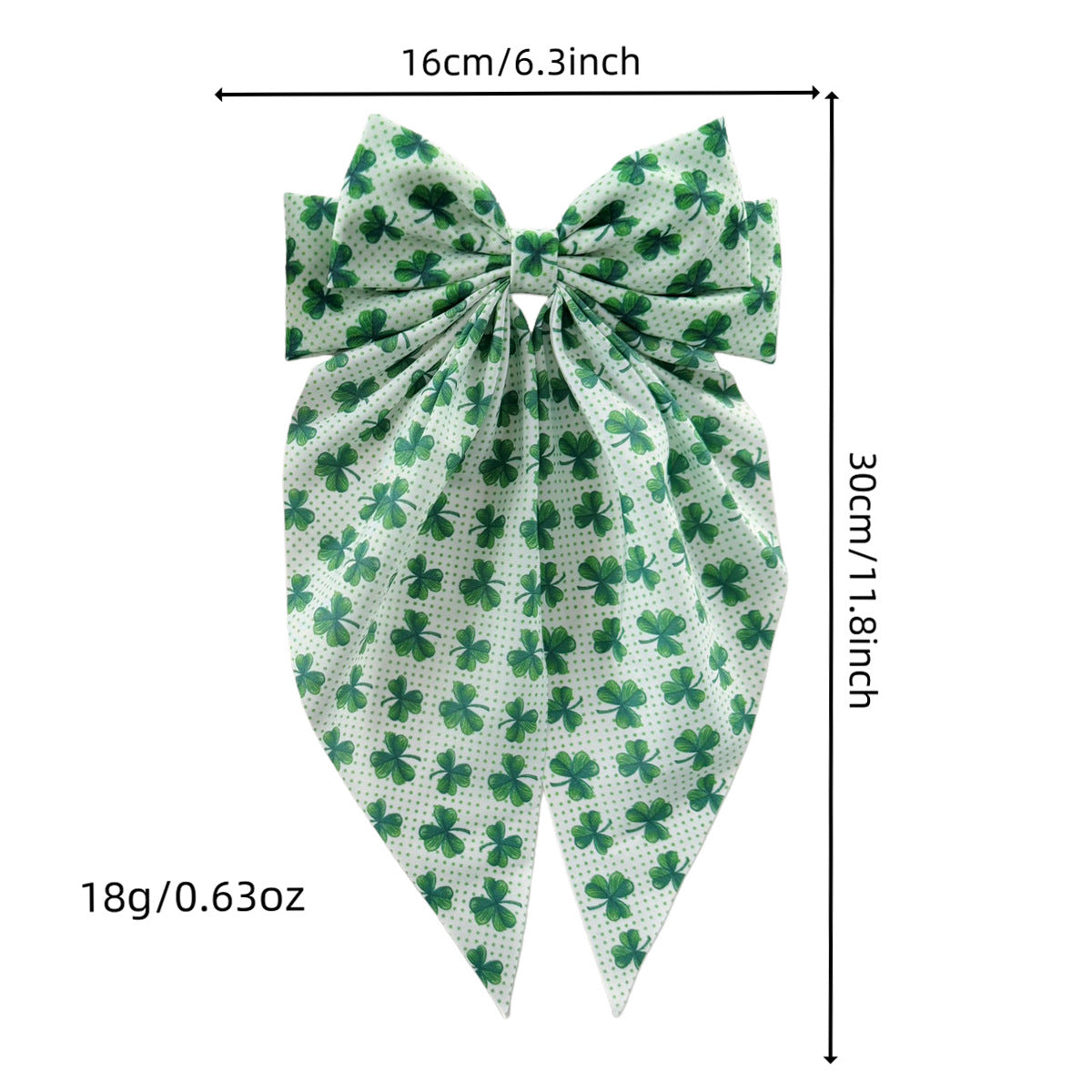 Wholesale Green clover bow  long ribbon  St.  Patrick' s Day hair clip