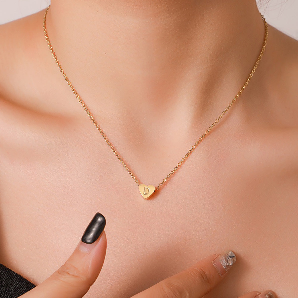 Wholesale Titanium Steel 26 English Letters Necklace