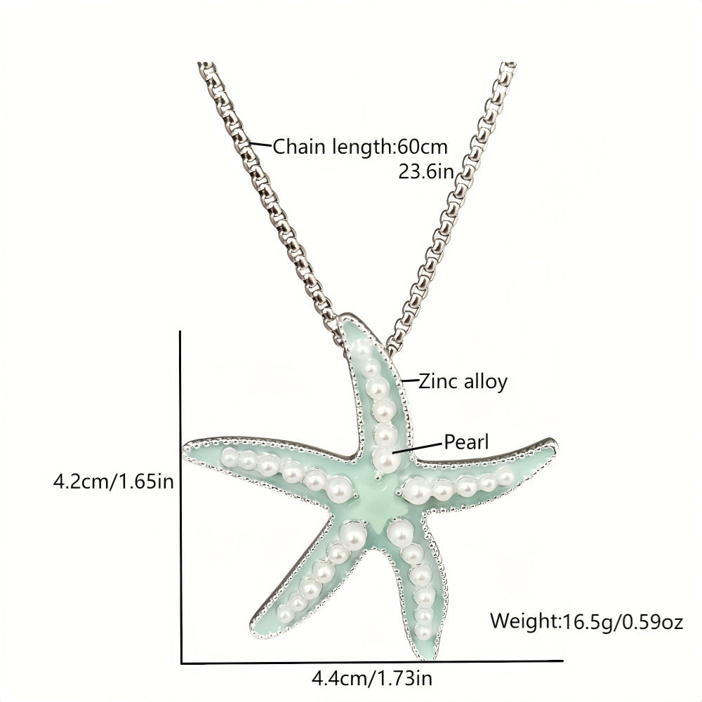 Wholesale Holiday style metal luminous starfish necklace