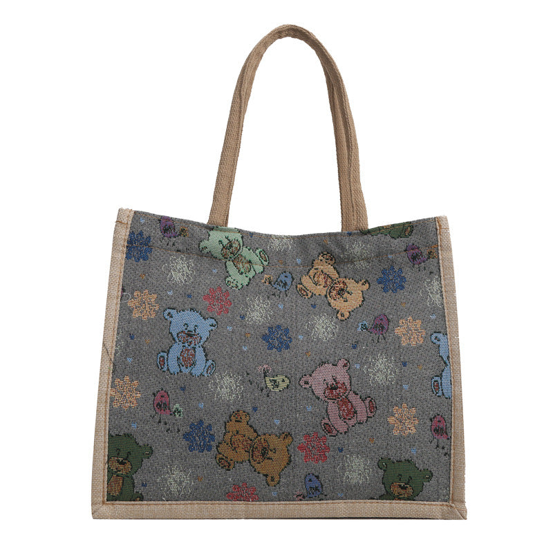 Wholesale Printed Linen Tote Bag Single Shoulder Underarm Bag