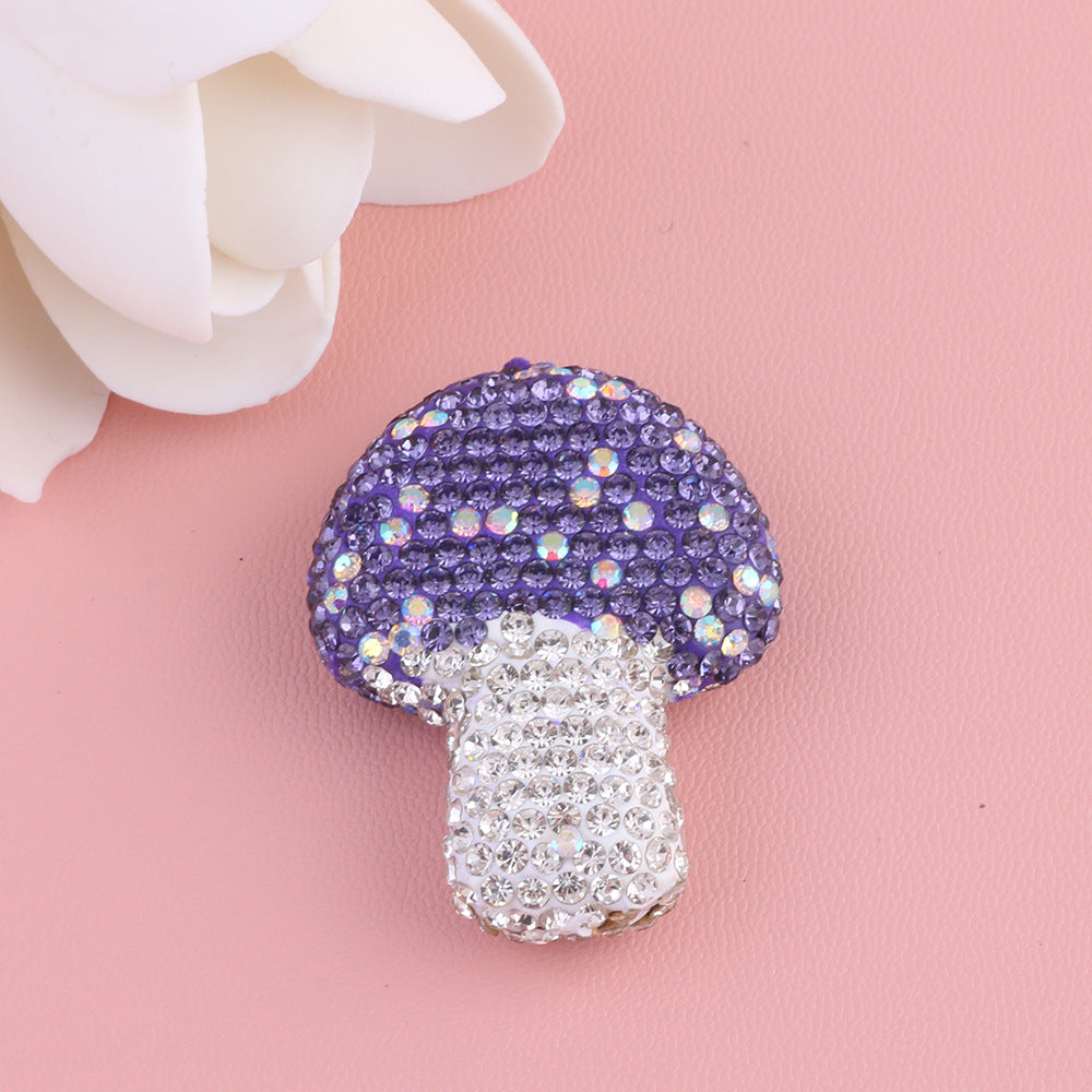 Wholesale 5pcs Starry Sky Colorful Mushroom Full Diamond Clay Drill Ball Straight Hole DIY Beads