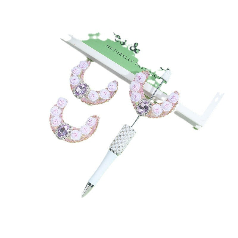 Wholesale 10pcs Heavy Industries Moon Flower Zircon Straight Hole Handmade Beads