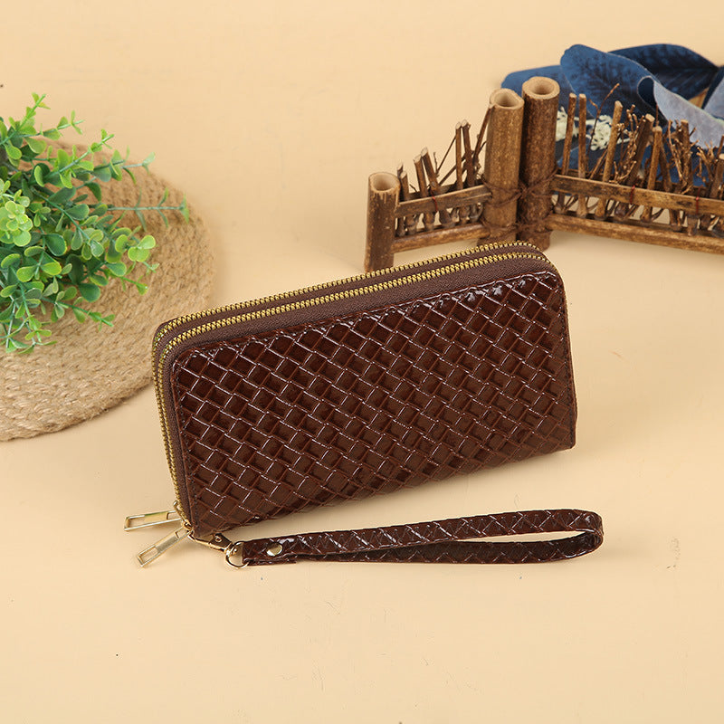 Wholesale Simple Woven Zipper Long Wallet for Women