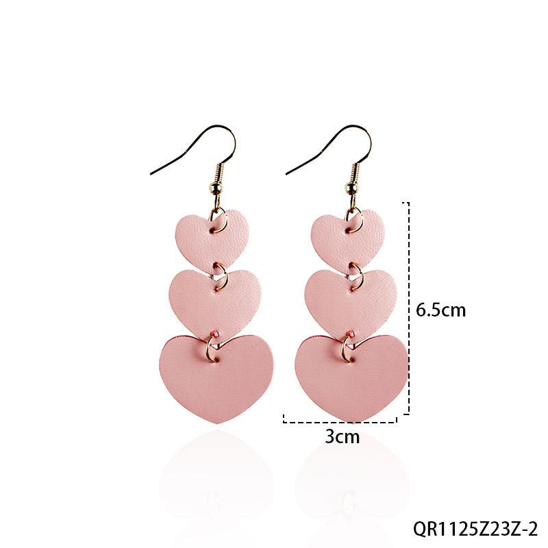 Wholesale Valentine' s Day Sparkling Three Series Heart shaped Acrylic Earrings