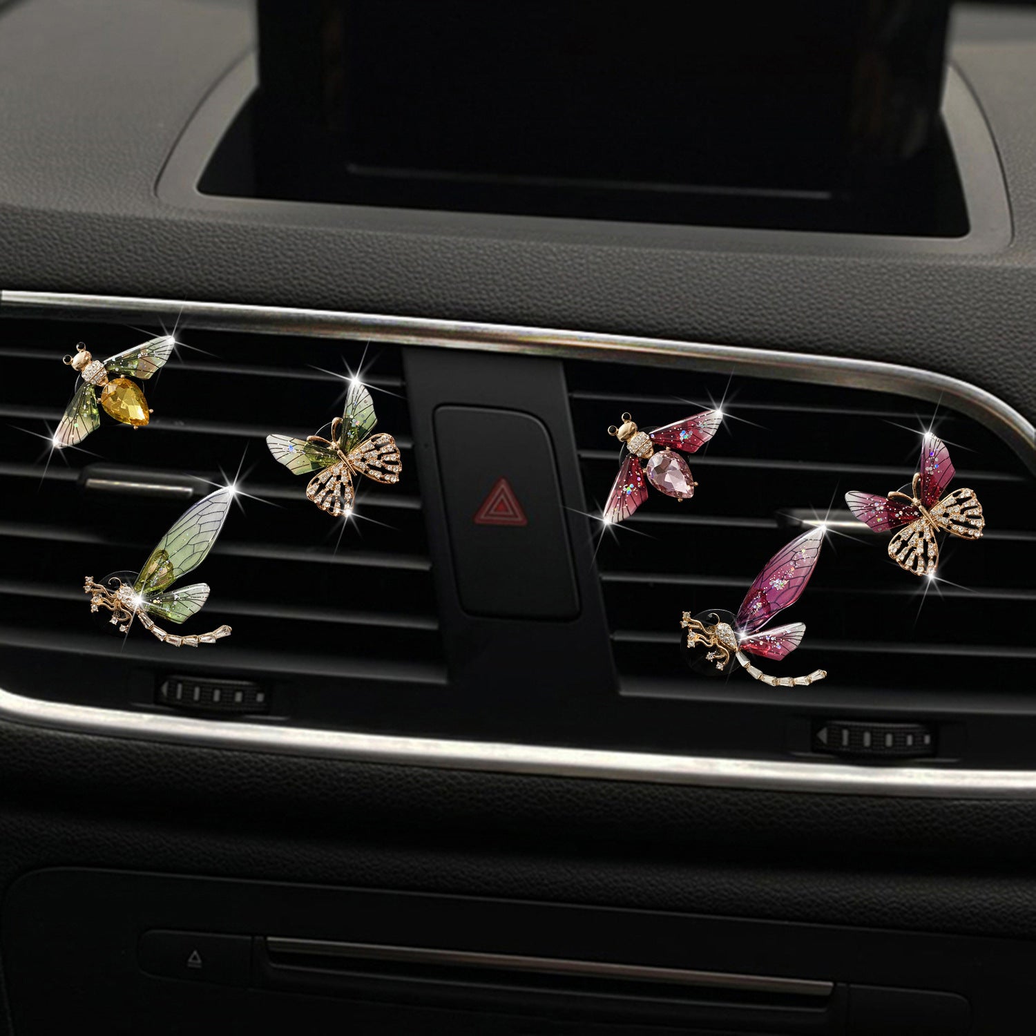 Wholesale metal butterfly dragonfly car perfume clip bee car air conditioning outlet fragrant decorative clip