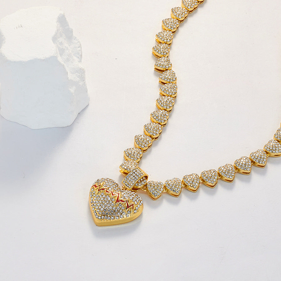 Wholesale Valentine' s Day Love ECG Full Diamond Necklace