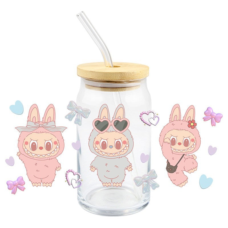 Wholesale 5pcs Colorful cute cartoon 16oz Cup UV DTF Wraps