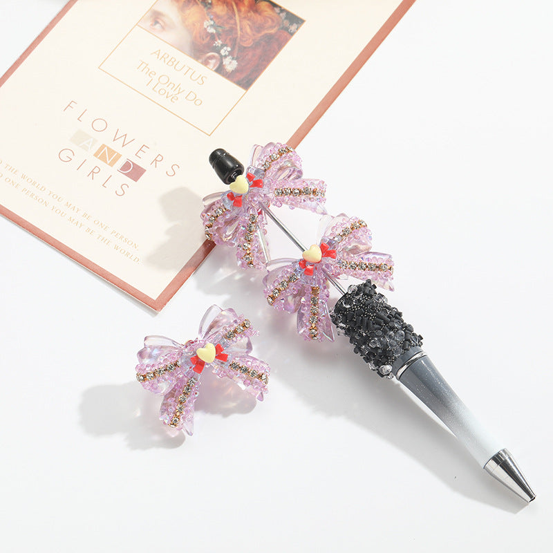 Wholesale 10pcs Acrylic Heavy Industry Beads Bow with Diamonds Hand Beading DIY