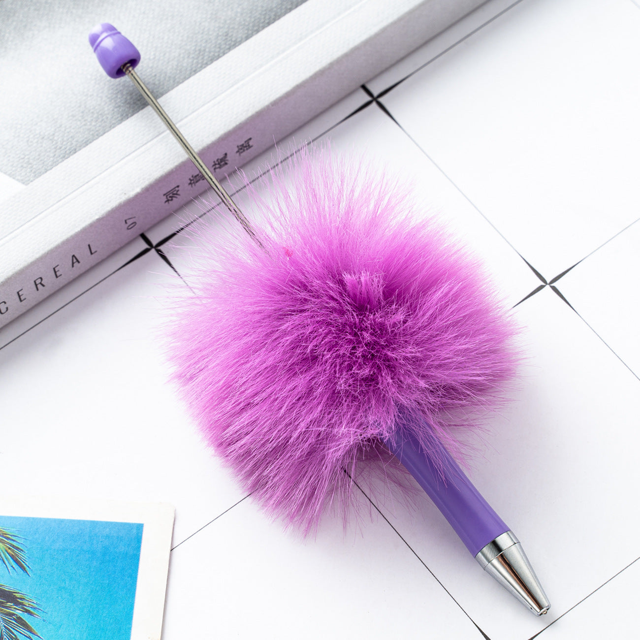 Wholesale Beadable Pens DIY Pompom Beadable Pen