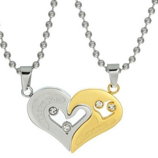 Wholesale Heart to Heart  Diamond Peach Heart Pendant Lovers  Alloy Necklace Bracelets