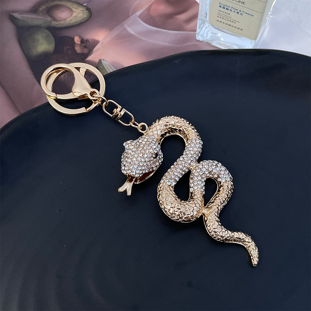 Wholesale Zodiac Diamond Snake Pendant Car Keychain Year of the Snake Gift Women's Bag Pendant Accessories Key Chain