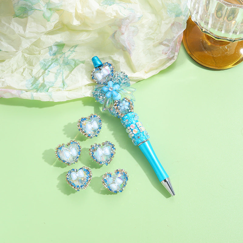 Wholesale 10pcslove butterfly drill flower straight hole handmade loose acrylic beads