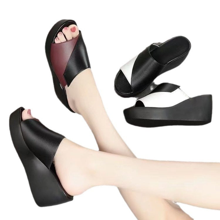 Wholesale Women's Summer Fashion Outer Wear Wedge Thick-soled Non-slip High-heeled