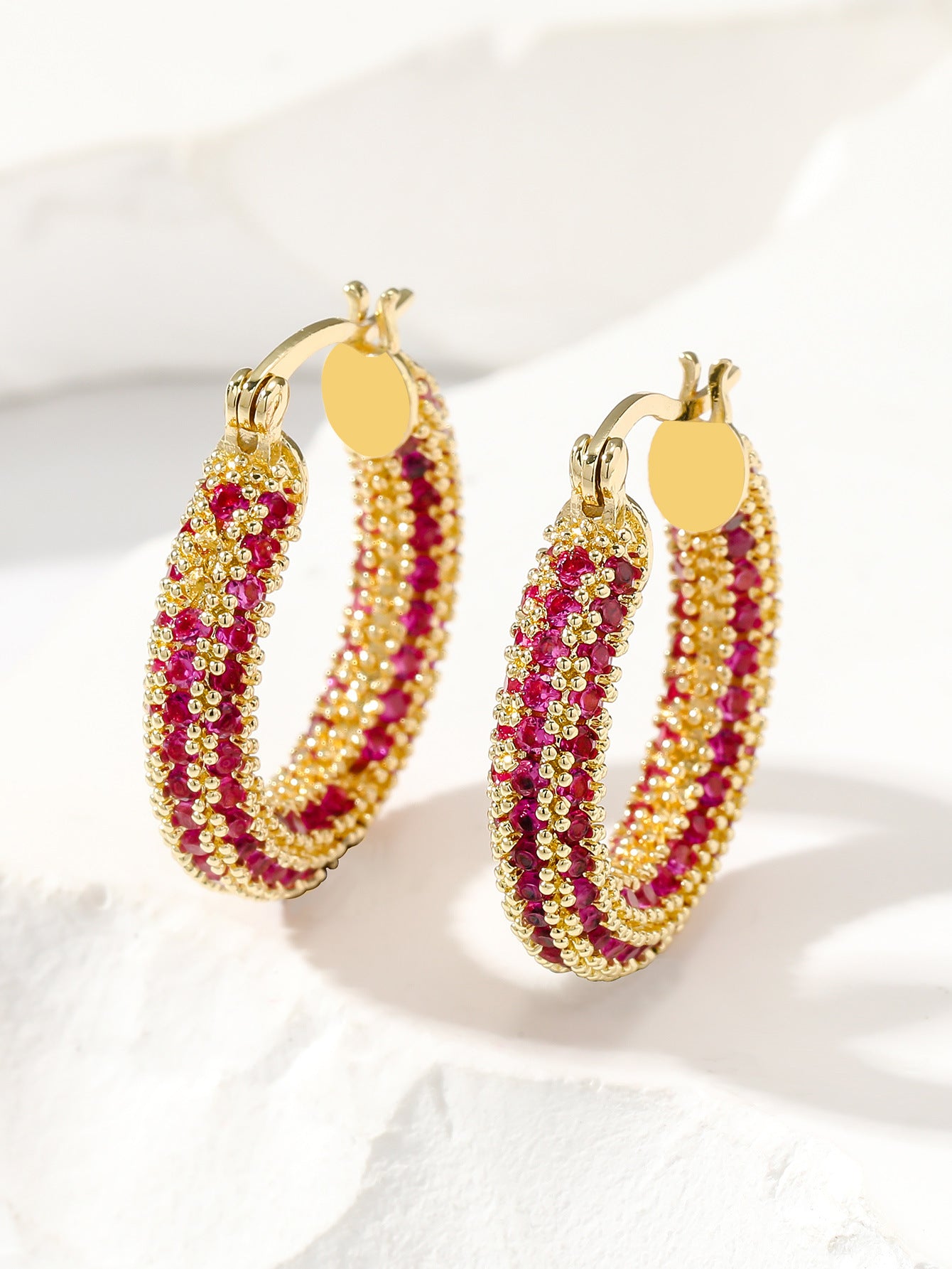Wholesale  elegant simple fashion colorful circle earrings earrings micro inlaid zircon socialite style earrings