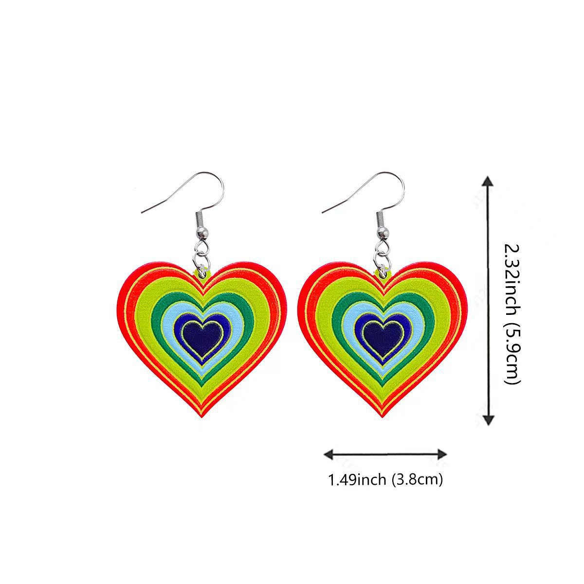 Wholesale Rainbow element colorful heart-shaped earrings