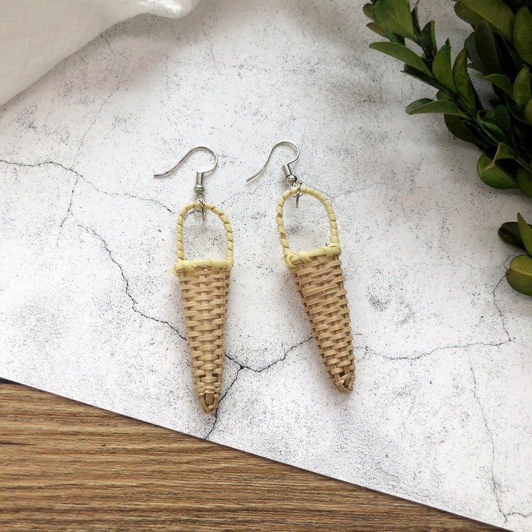 Wholesale Vintage Rattan Weaving Handmade Bohemian Earrings