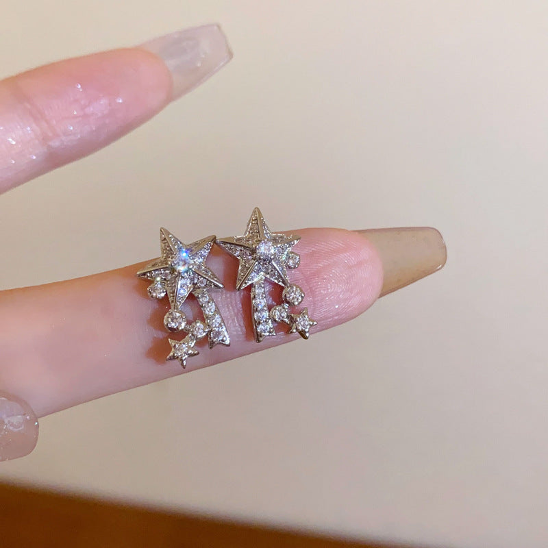 Wholesale Diamond Butterfly Flower Five Pointed Star Tassel Alloy Earrings