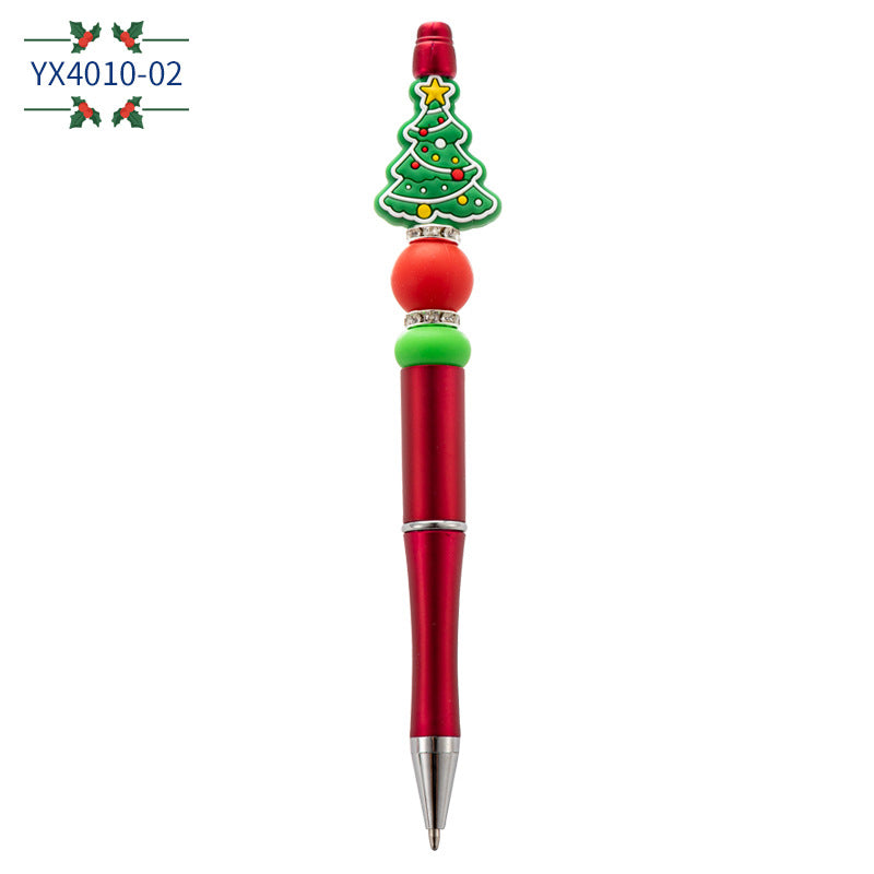 Wholesale Beaded Pens Christmas Tassel Glue Beads Doll Rotating Ballpoint Pen