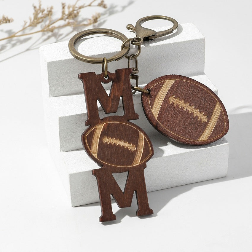 Wholesale Mother's Day Sports Ball Wooden Keychains