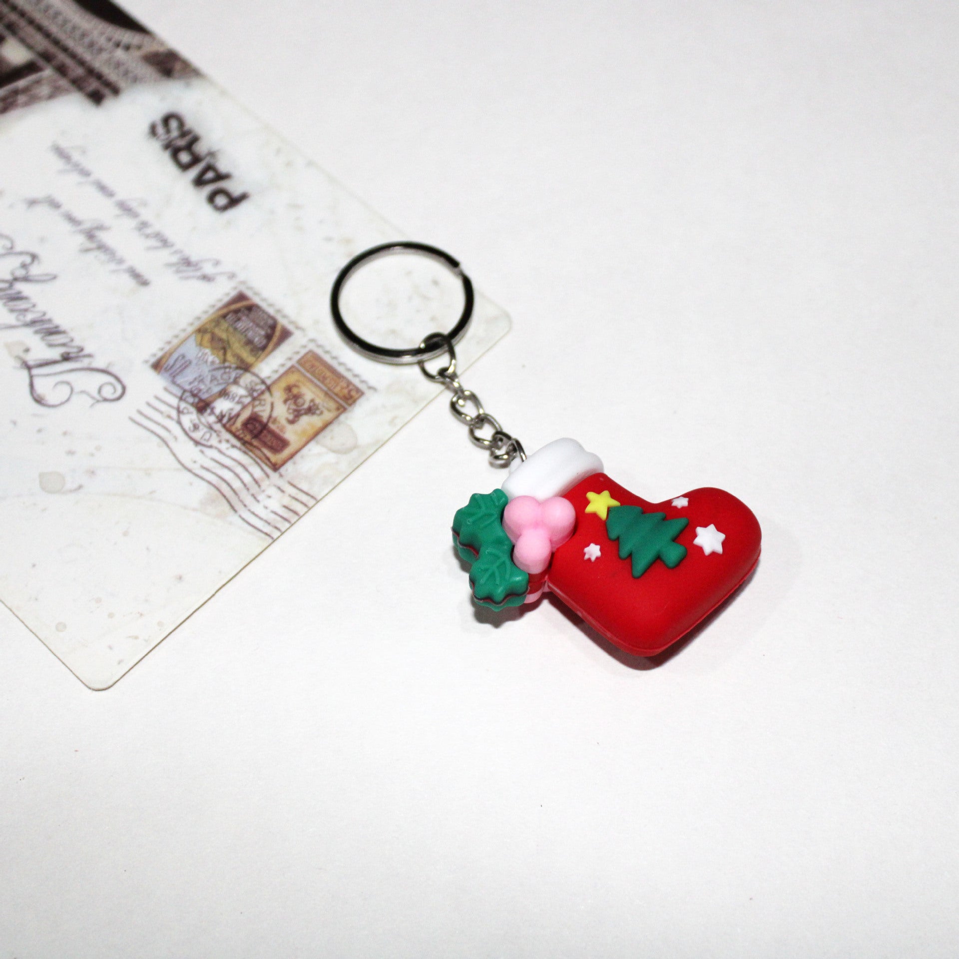 Wholesale Cartoon PV Christmas Keychain