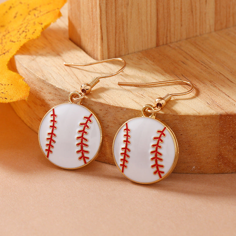 Wholesale Baseball Drip Oil Alloy Earrings