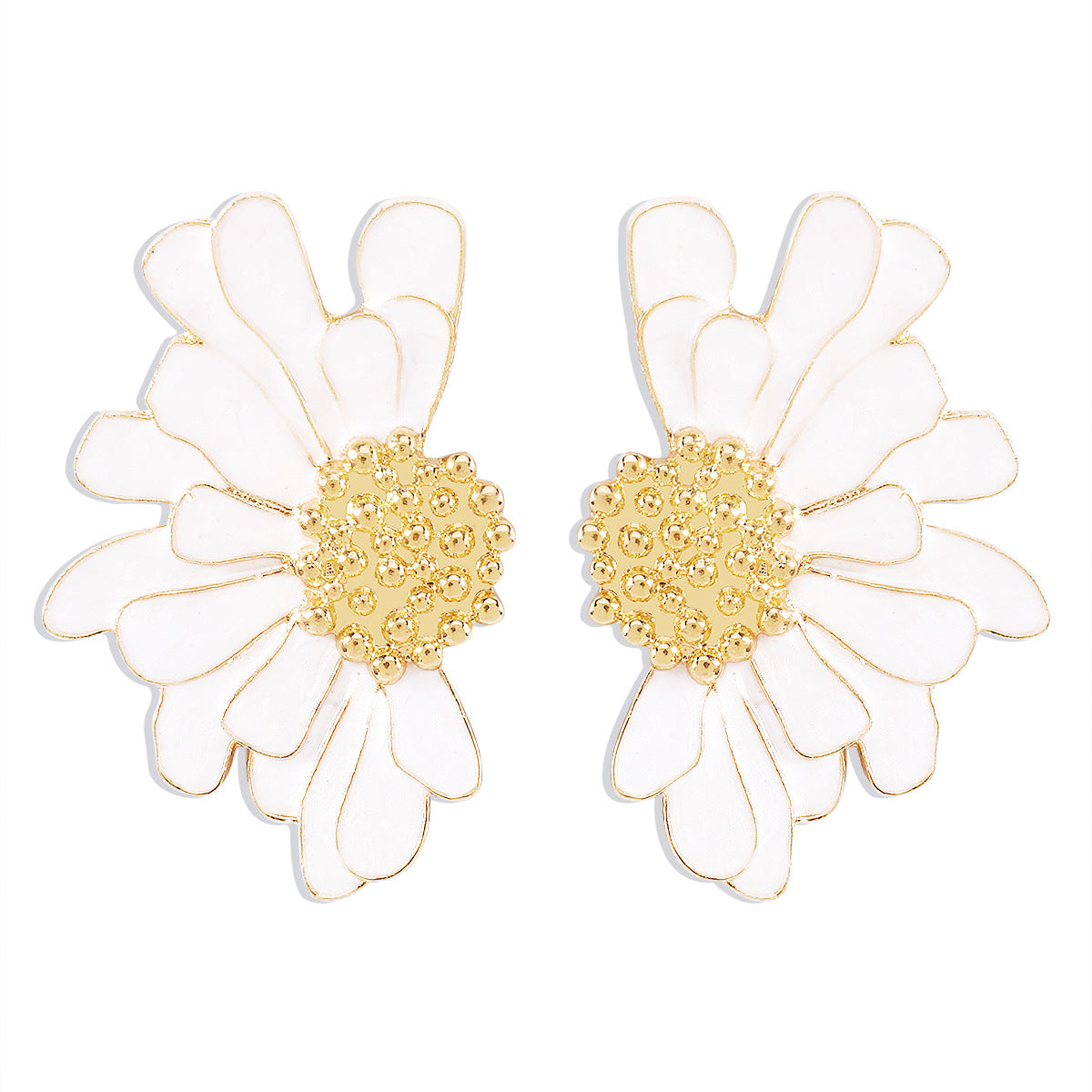 Wholesale Vintage Texture Gold Floral Earrings