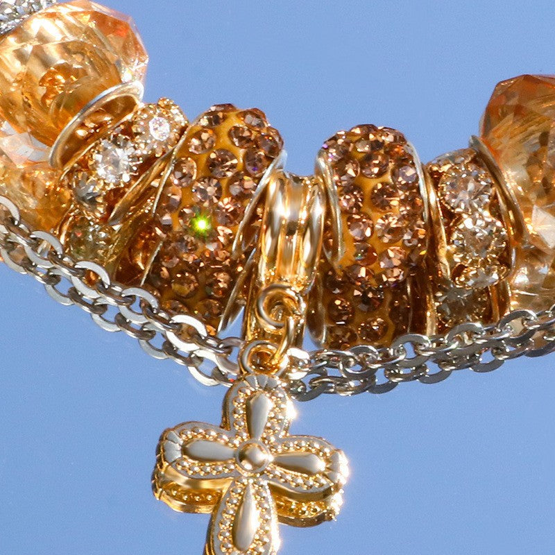 Wholesale DIY Blue Devil Eye Glass Diamond Star Bracelet