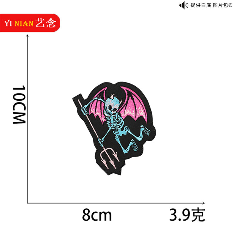 Wholesale  Skull Embroidered Patch Rayon Fabric DIY Clothing Decorative Accessory Boutique Gift Resale