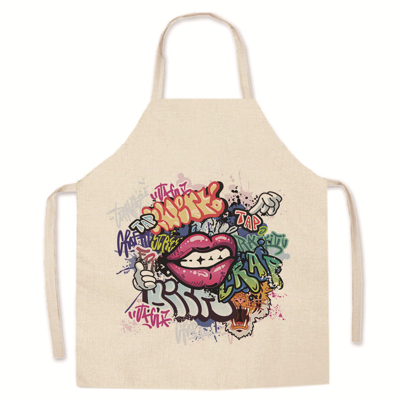 Wholesale Lipstick Red Lip Print Apron Fashion Encrypted Linen Apron