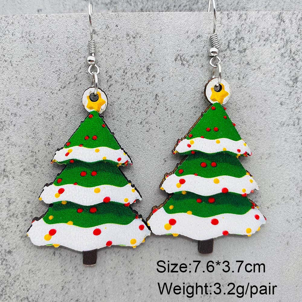 Wholesale Santa Claus Bells Red Car Water Drop Wooden Earrings