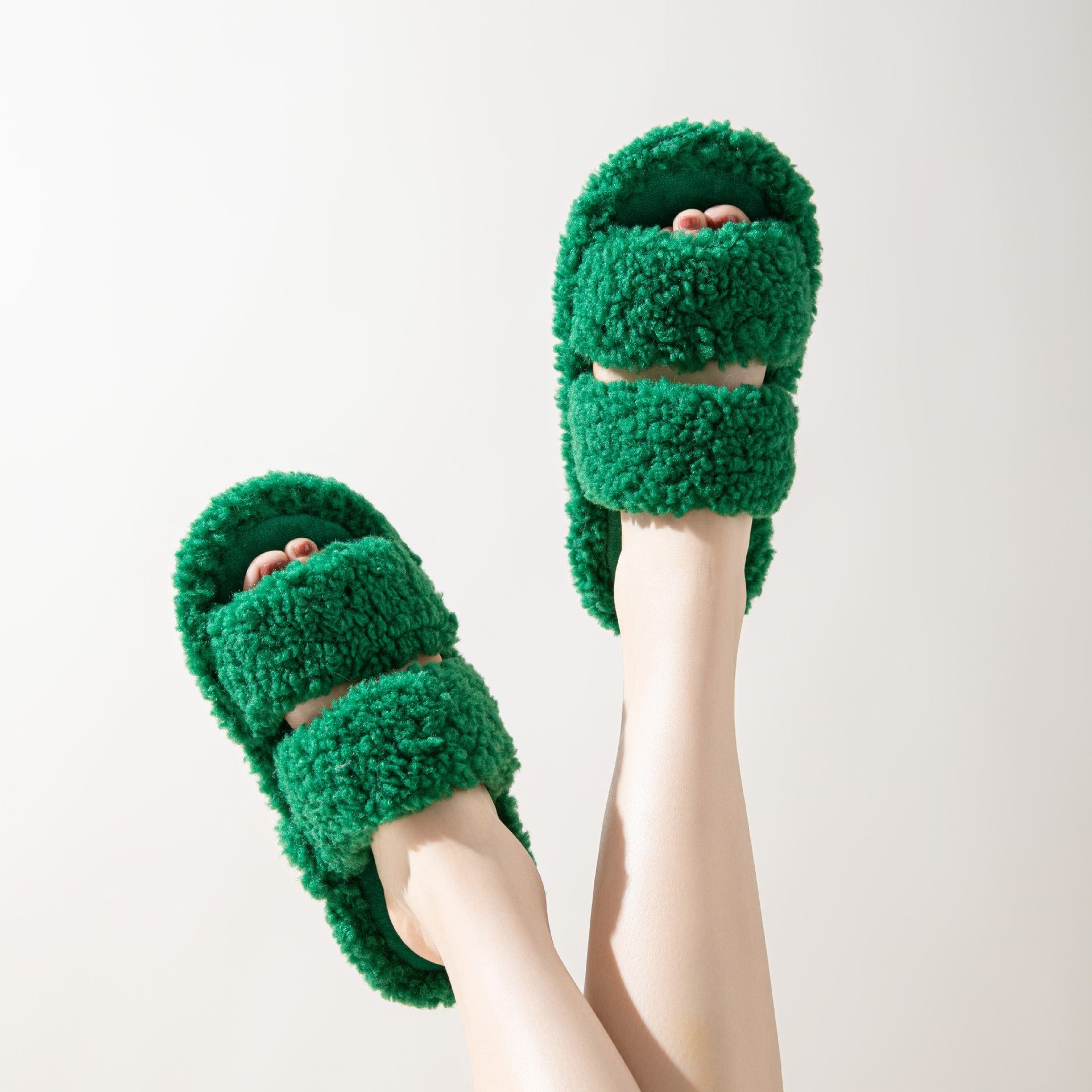 Wholesale Parallel Bar Curly Plush Cotton Slippers