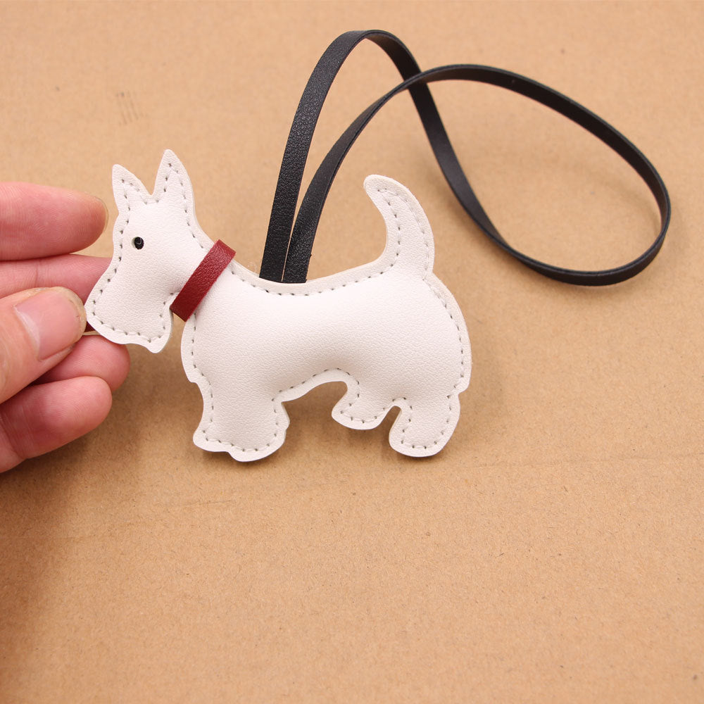 Wholesale Scottish Terrier Dog Faux Leather Bag Charm Pendant Fashion Decorative Car Key Accessory DIY Craft Supply For Boutique Resale