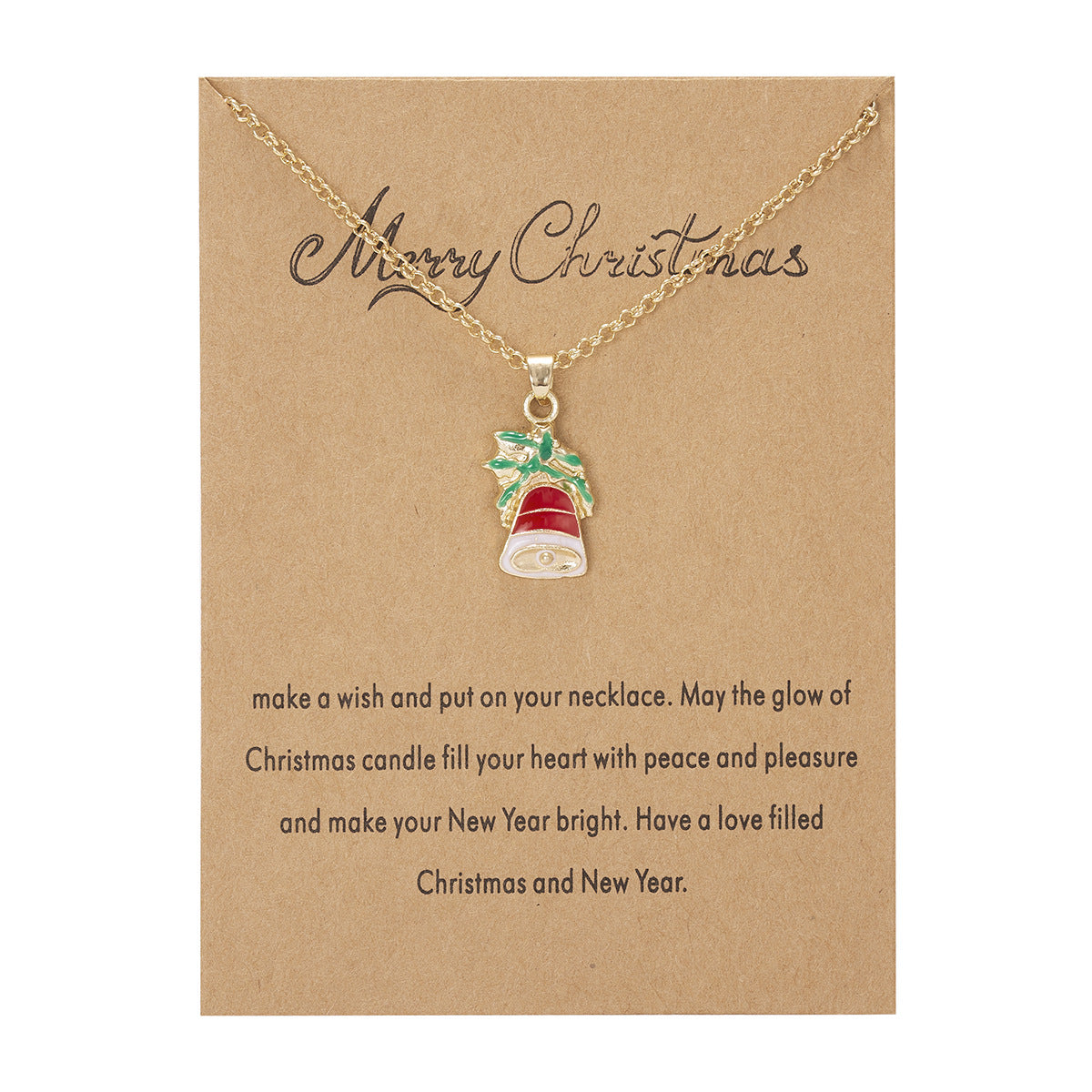 Wholesale Christmas Wish Painting Oil Paper Card Necklace