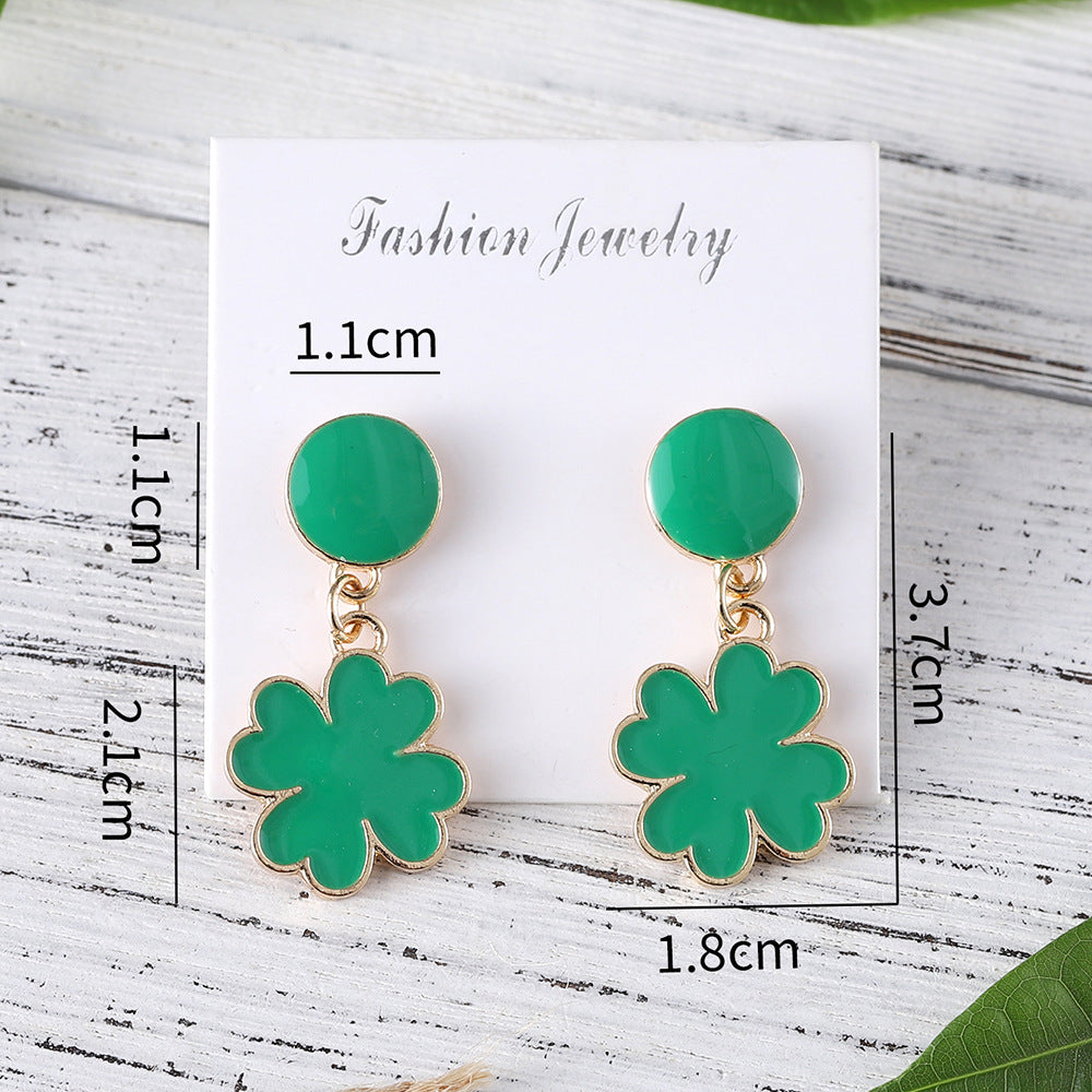 Wholesale St. parcret Festival Irish green clover pendant drop earrings