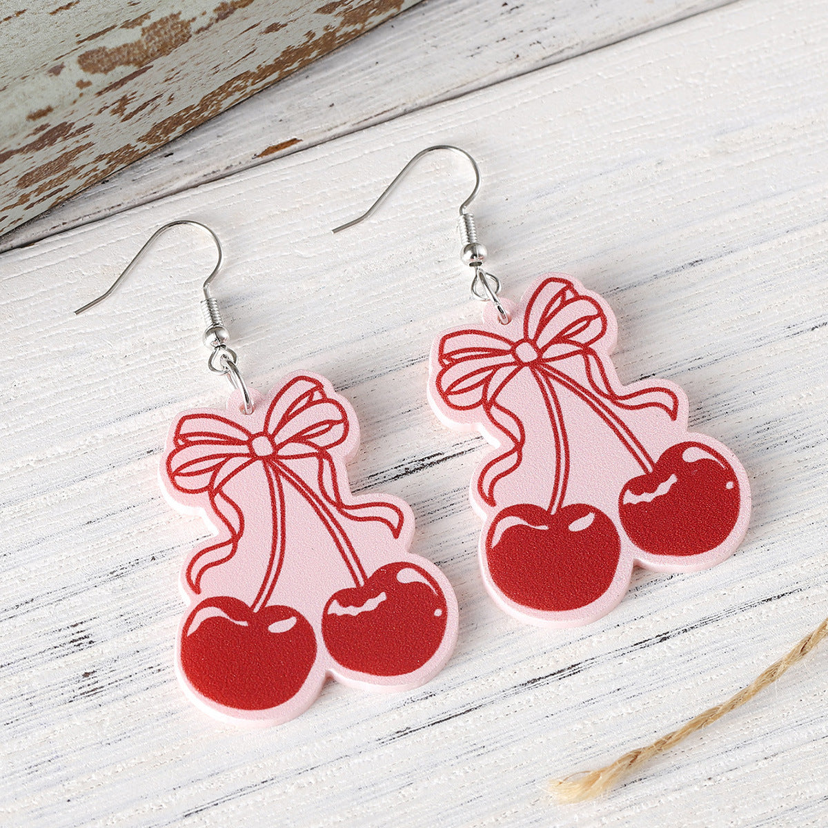 Wholesale Bowknot Cherry Acrylic Drop Earrings