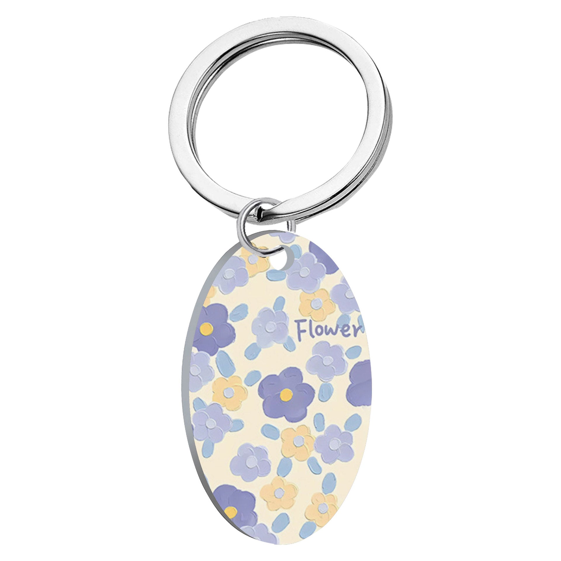 Wholesale Oil Painting Flower Stainless Steel Keychains