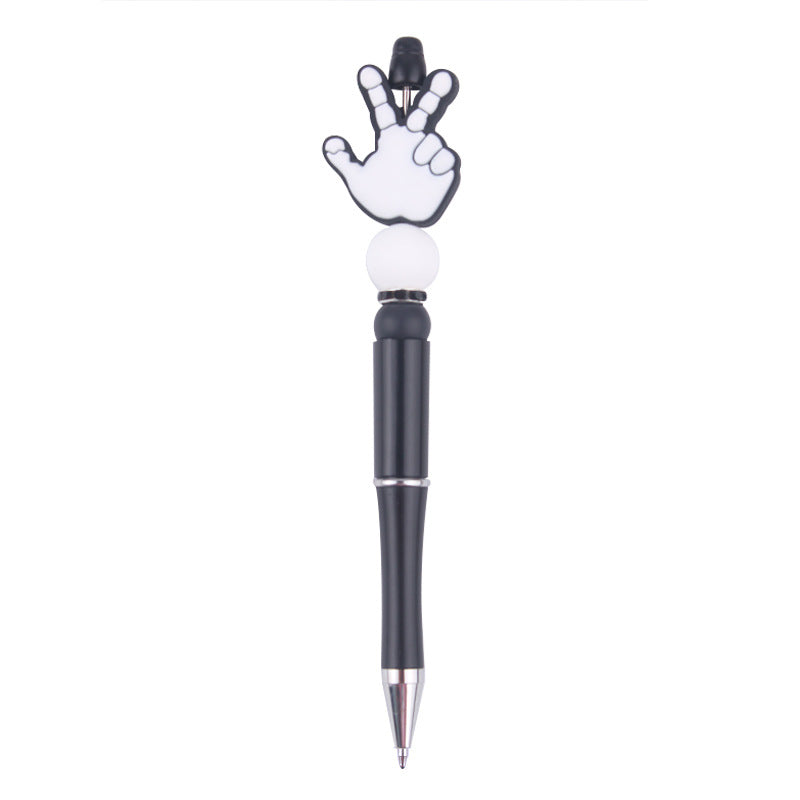 Wholesale Beaded Pens DIY Handmade Palm Silicone Beads Black Plastic Multifunctional Ballpoint Pen