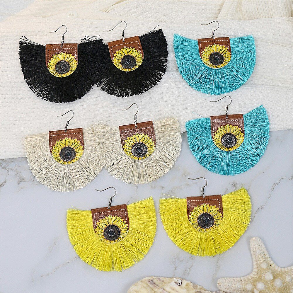 Wholesale Tassel Boho Color Scallop Earrings
