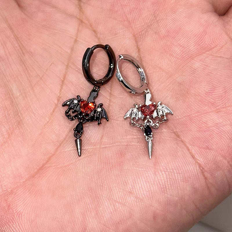 Wholesale Gothic Bat Devil Wing Ear Cuff Earrings Zinc Alloy Electroplated Dark Punk Jewelry Trendy Party Gift Boutique Resale