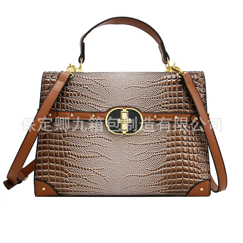Wholesale 2023 Autumn and Winter PU Crocodile Pattern Handheld Shoulder Crossbody Bag