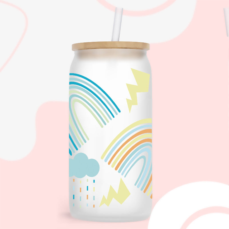 Wholesale Colorful Love Star Rainbow 16oz Cup UV DTF Wraps