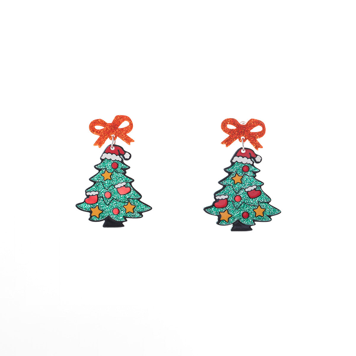 Wholesale Cartoon butterfly tassel Christmas tree earrings