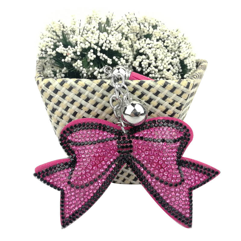 Wholesale 4pcs Cartoon cute diamond studded bow Rhinestone Keychain
