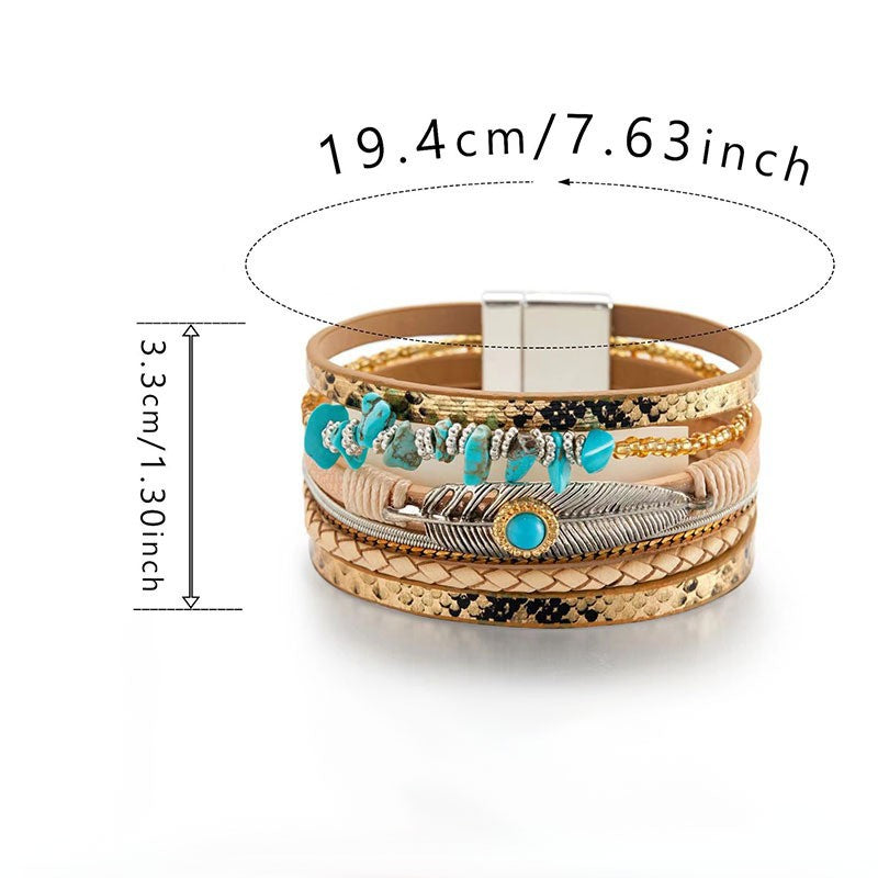 Wholesale Vintage Ethnic Style Woven Turquoise Multi-layered Bohemian Bracelet